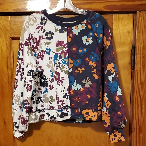 Maeve Anthro Puff Sleeve Floral Sweatshirt Small - Picture 3 of 16